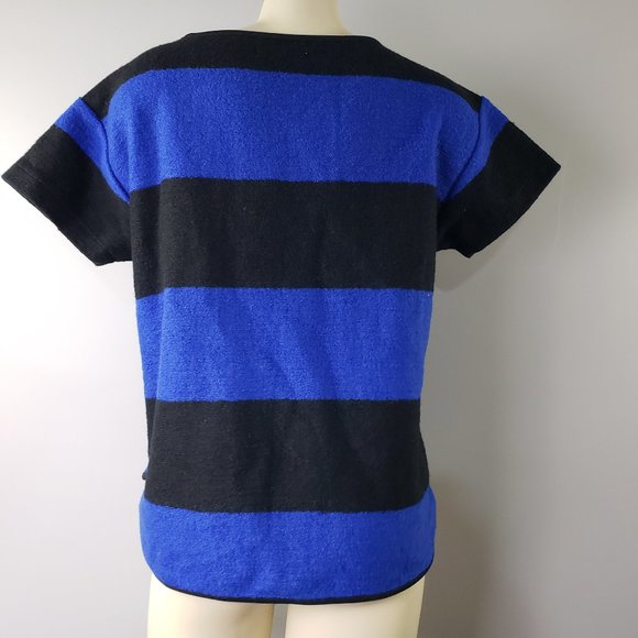 Madewell wool blend short sleeve  color block blue and black - Picture 3 of 11